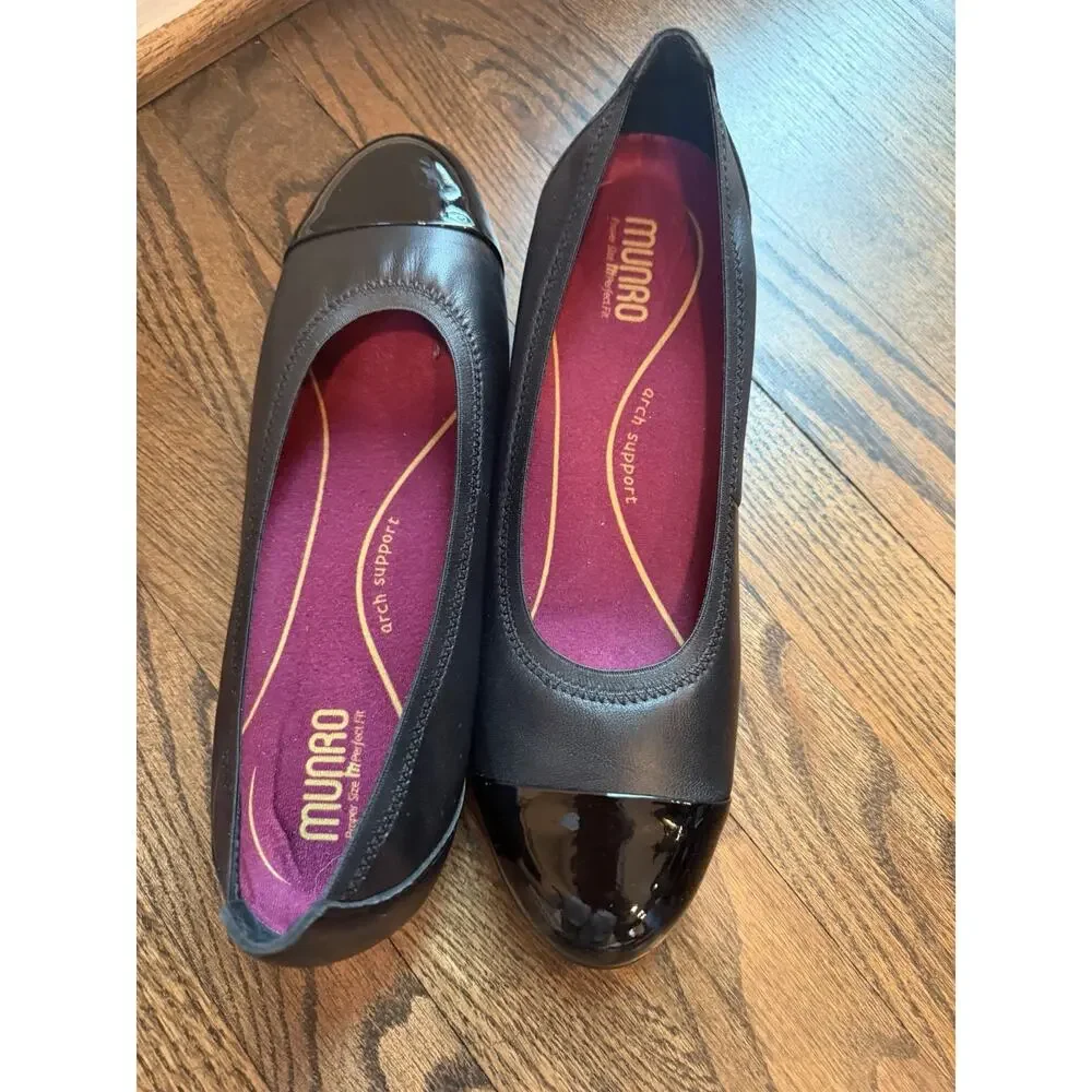 Munro Mila Ballet Flats Black Leather Women's Sz 11M NEW $215